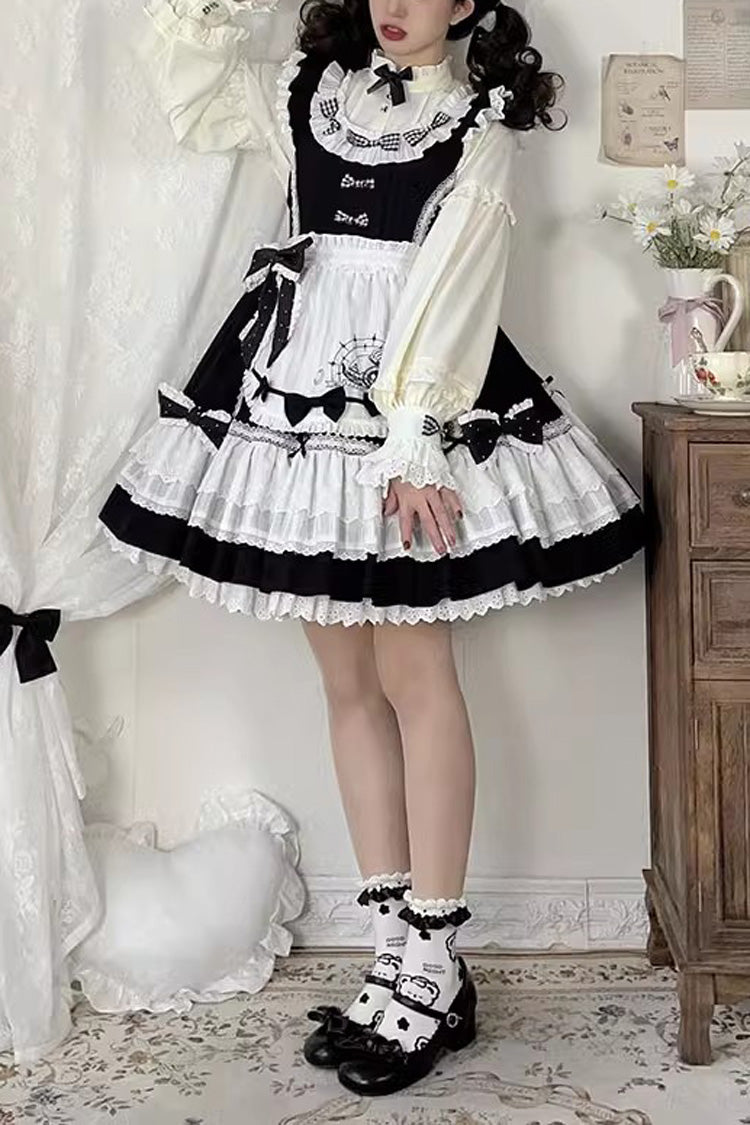 Black/White Ruffled Square Collar Alice Chapter Sweet Lolita JSK Dress