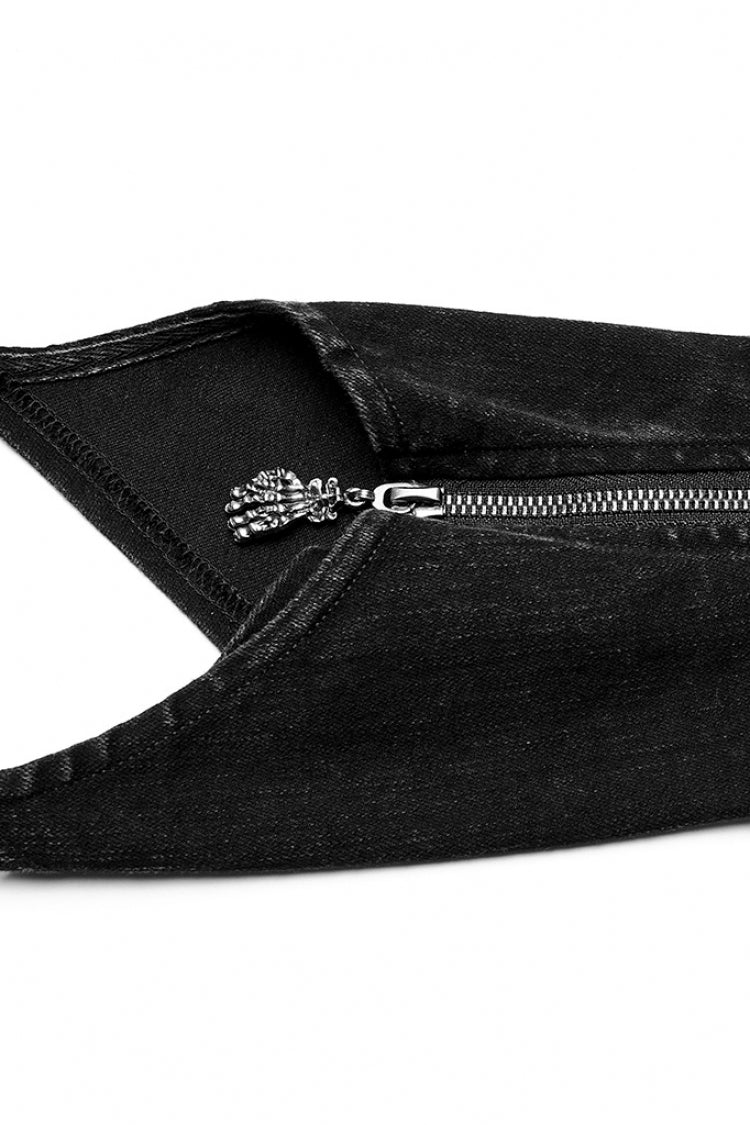 Black Ghost Claw Zipper Slim Irregular Women's Steampunk Leg Warmers