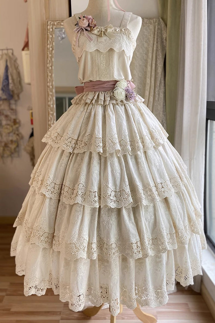 Ivory [Forest Waltz] Embroidery Sweet Elegant Lolita Suspender Top