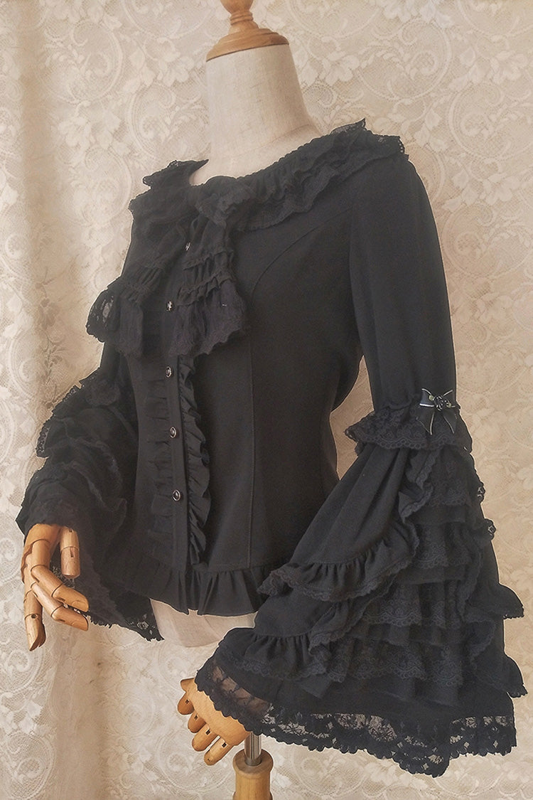 Long Trumpet Hime Sleeves Ruffle Bowknot Lace Sweet Gorgeous Lolita Blouse 2 Colors