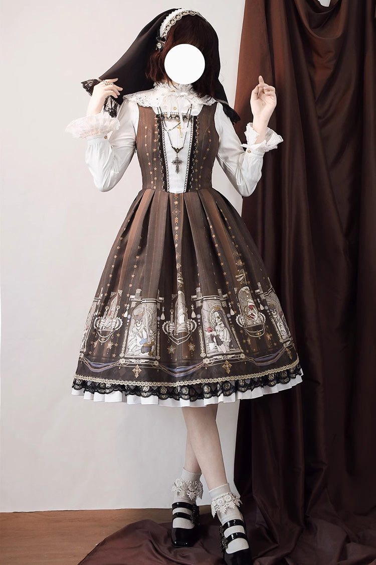 Demon Hunting Notes Print Ruffle Sweet Elegant Lolita Jumper Dress 2 Colors