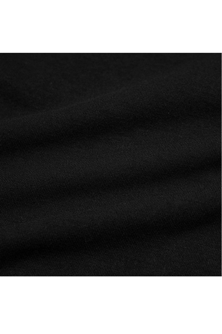 Schwarzes, rundes Kragen, lange Ärmel, vorne mit quadratischen Metallösen verziert, kurzes, enges Punk-T-Shirt für Damen