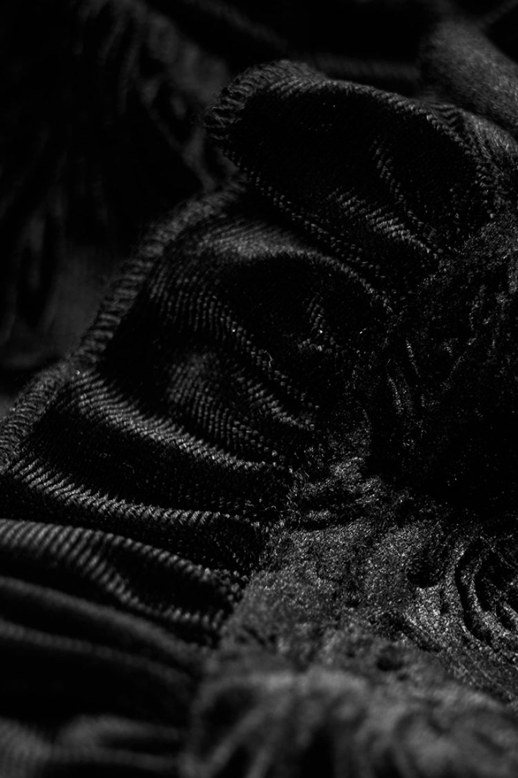 ブラック長袖中空刺繍スリムレディースゴシックブラウス