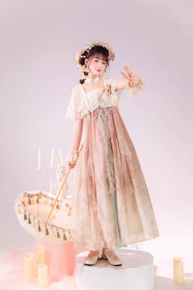 Multi-Color Ruffle Lace Sweet Chinese Style Elegant Princess Lolita Jsk Dress Set
