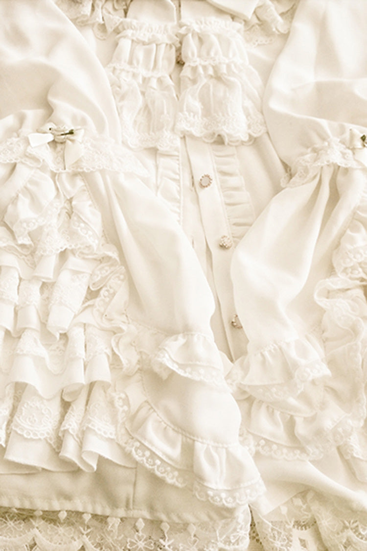 Long Trumpet Hime Sleeves Ruffle Bowknot Lace Sweet Gorgeous Lolita Blouse 2 Colors