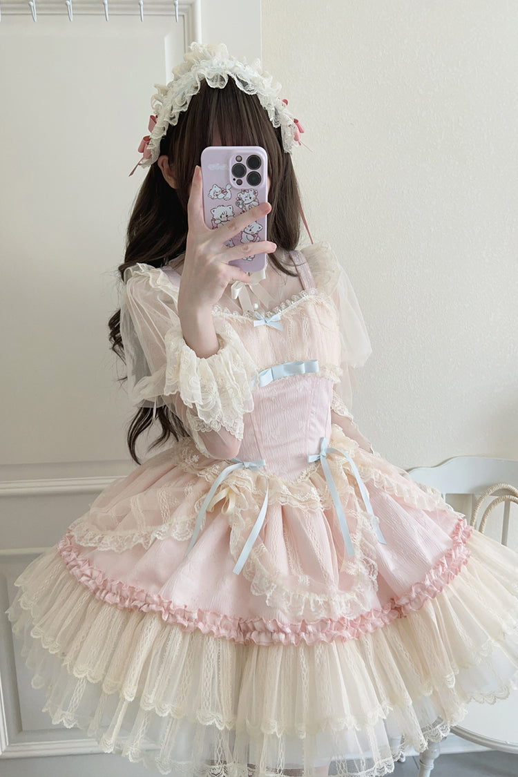 [Flower Season] Bowknot Lace Sweet Ballet Lolita Jsk Dress 4 Colors