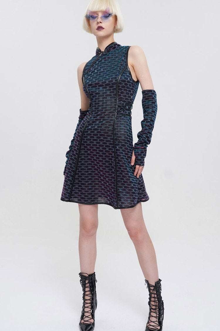 Multi-Color Punk Chinese Style Cheongsam Collar Sleeveless Women's Short Dress