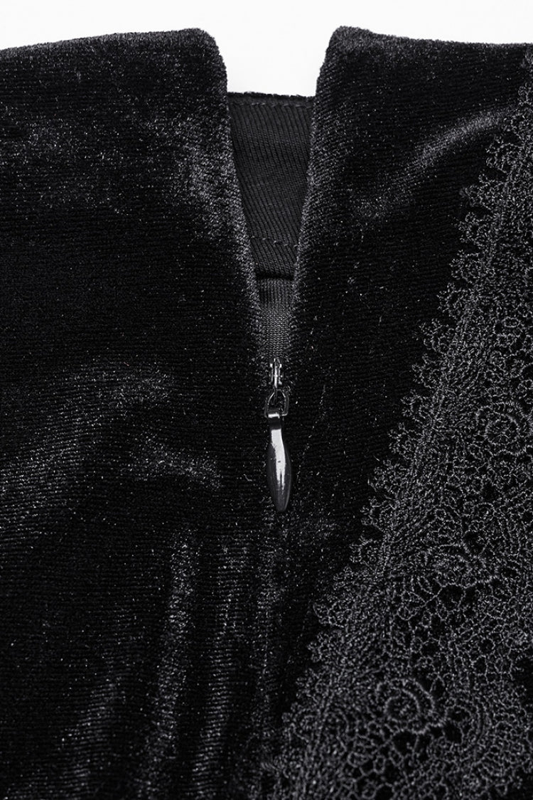 Black Ruffle Stitching Lace Women's Gothic Fishtailed Skirt