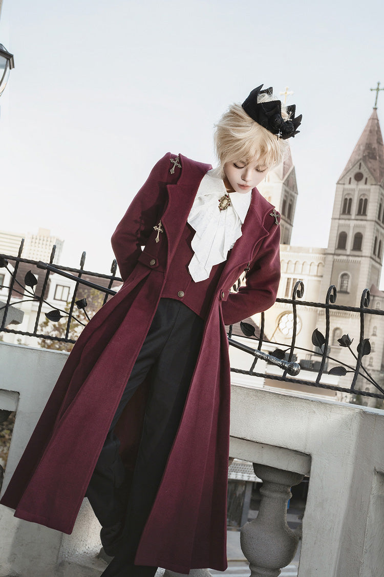 Red [The Legend of Dracula] Bat Collar Long Sleeves Prince Handsome Ouji Lolita Coat