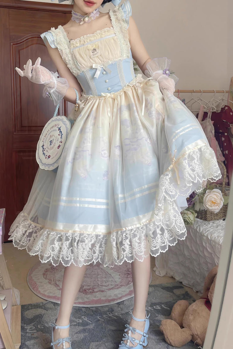 Dream Doll Ballet Rabbit Print Sweet Lolita Jsk Dress 2 Colors