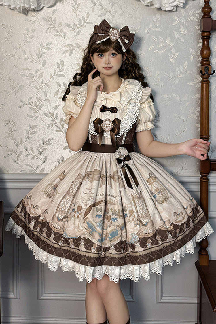 Sea Salt Fairy Tale Doll Sleeveless Print Ruffle Bowknot Sweet Lolita Jsk Dress 2 Colors