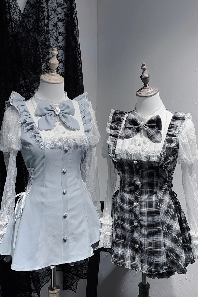 【羽根オード】自来系スタンドカラー長袖フリルリボンレーススイート和装ショーツセット2色