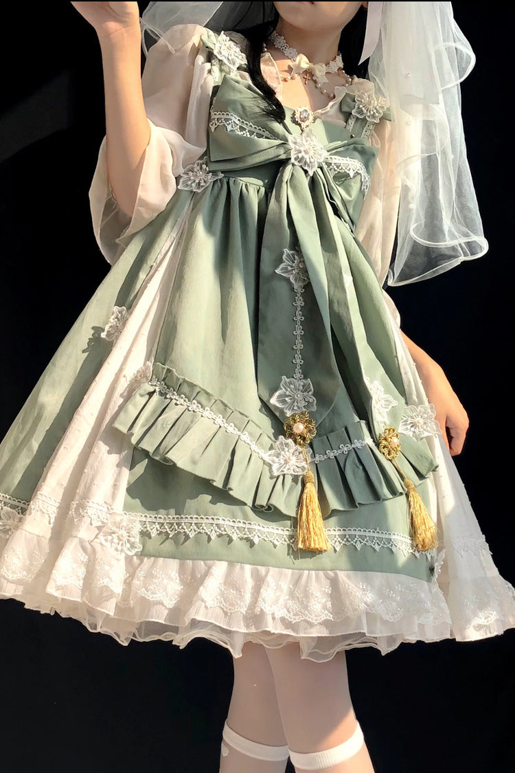 中国風の虹の妖精エレガントな甘いロリータ JSK ドレス 3 色