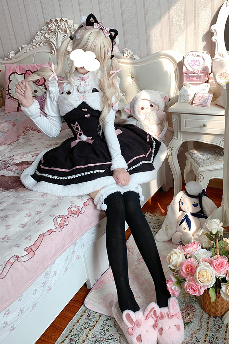 [Star Who Meow] Double-Layered Bowknot Autumn and Winter Sweet Lolita Jsk Dress 3 Colors