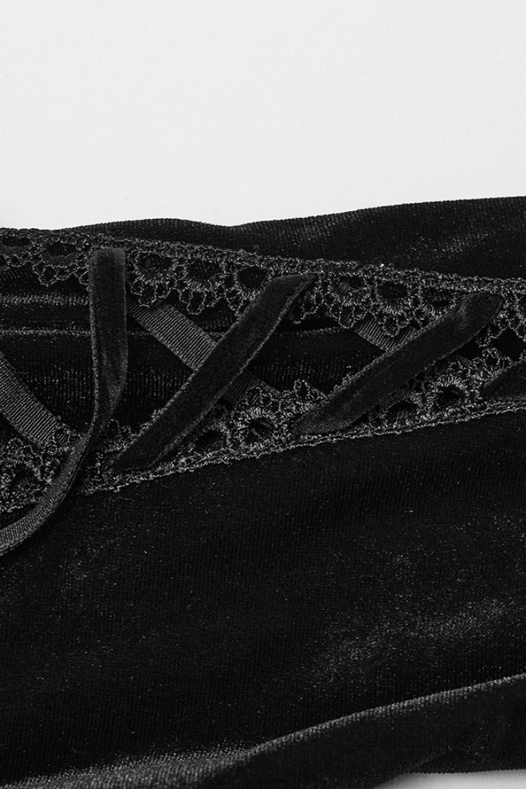 Black Doll Collar Long Sleeves Gradient Embroidery Women's Gothic Prom Dress