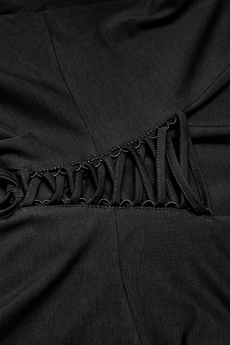 Black Short Sleeves 3D Eyes Screen Print Lace Women's Punk Dress