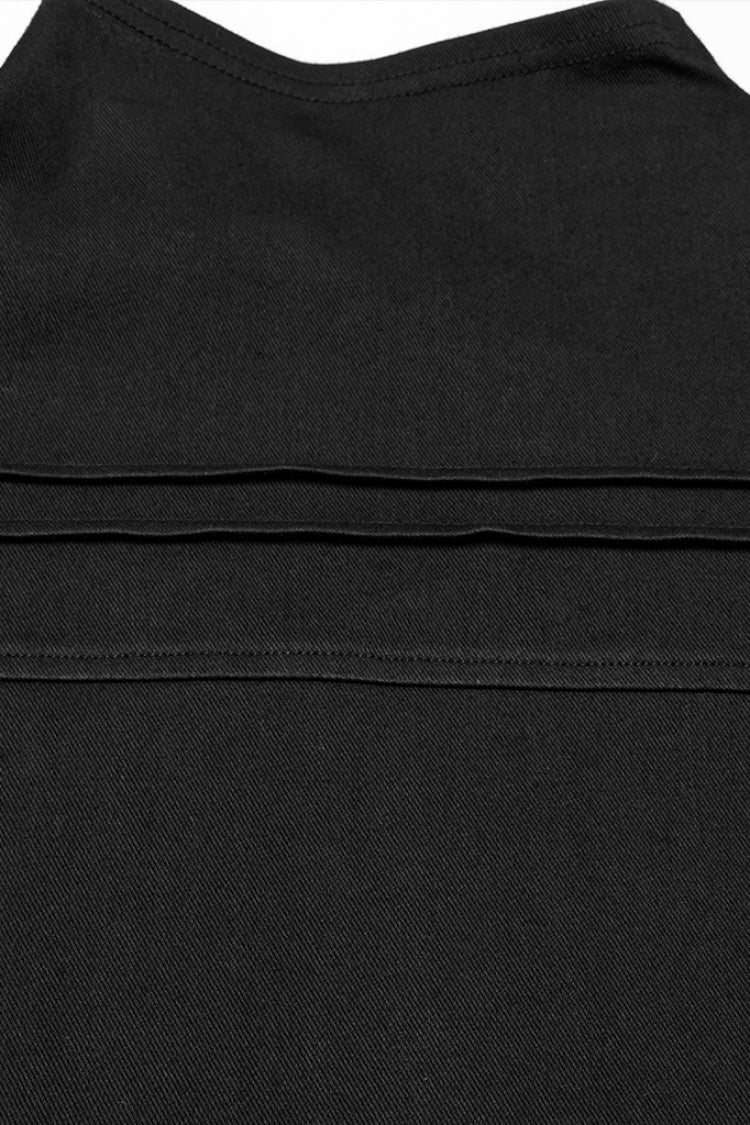 Blouse Punk Homme à Fermeture Éclair Asymétrique, Manches Longues, Col Montant Noir 