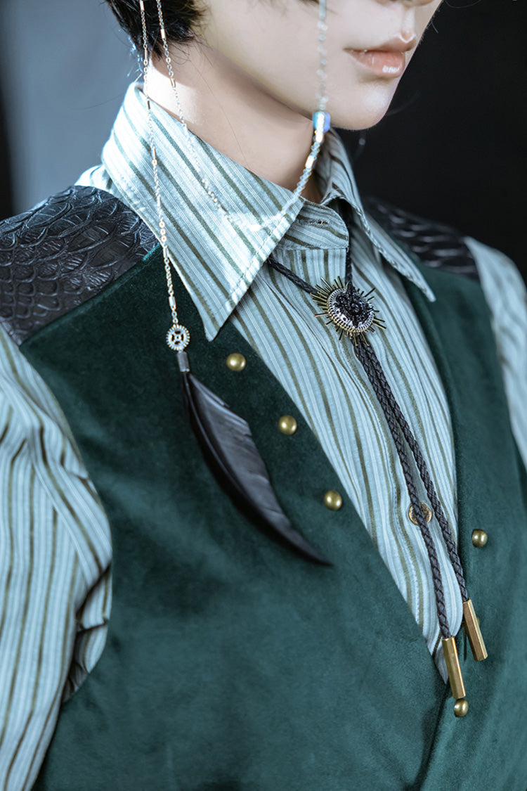Dark Green Double-breasted Slim Ouji Prince Handsome Lolita Vest