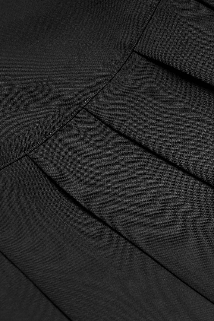 Black High Waisted Women's Pleated Gothic Slip Dress