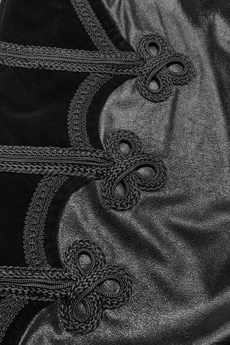 Black Print Embroidery Hooded Mens Gothic Coat Cloak
