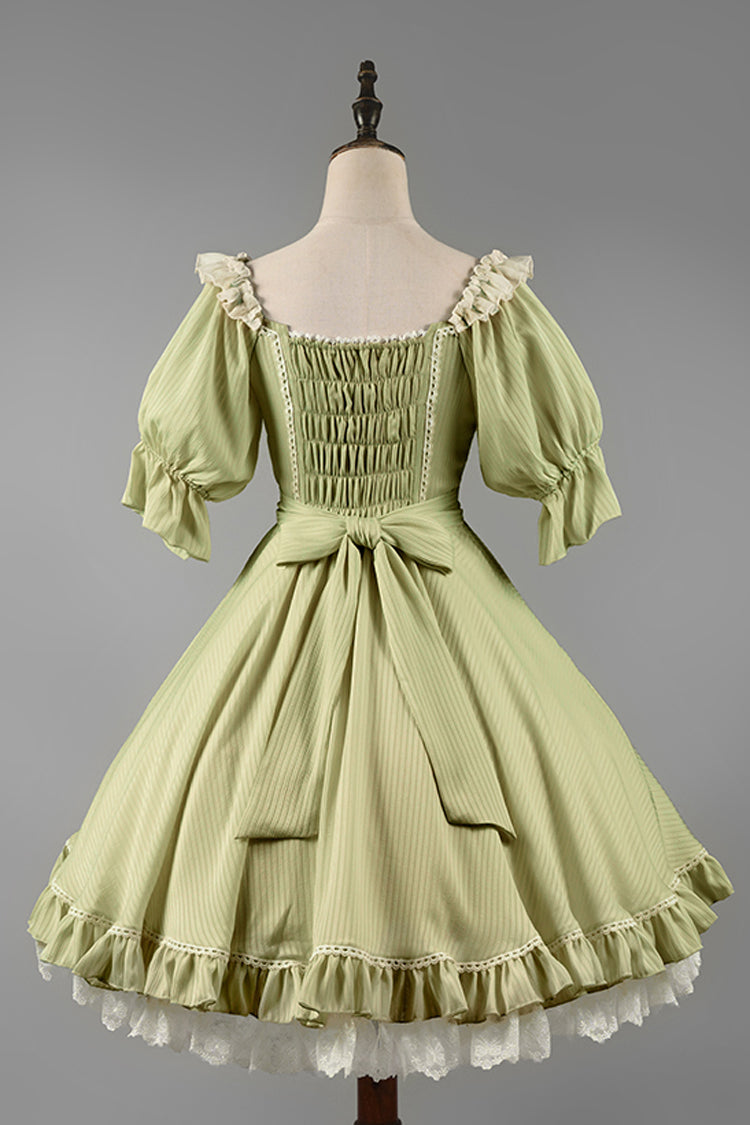 Midsummer Galaxy Solid Color Short Sleeves Ruffle Bowknot Sweet Lolita OP Dress