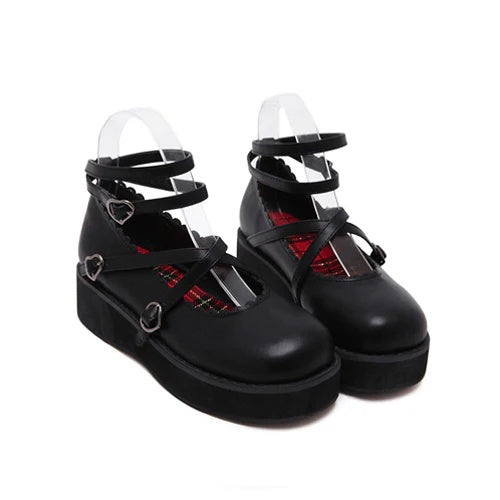 Black Doll Round Toe Soft Sister Cute Student Platform Shoes