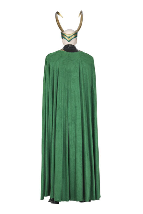 TV Drama Loki Armor Battle Suit Upgrade Version Halloween Cosplay Costume Green Cloak