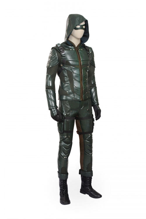 Arrow Season 5 Oliver Queen Halloween Cosplay Costume Green Leather Clothing Full Set