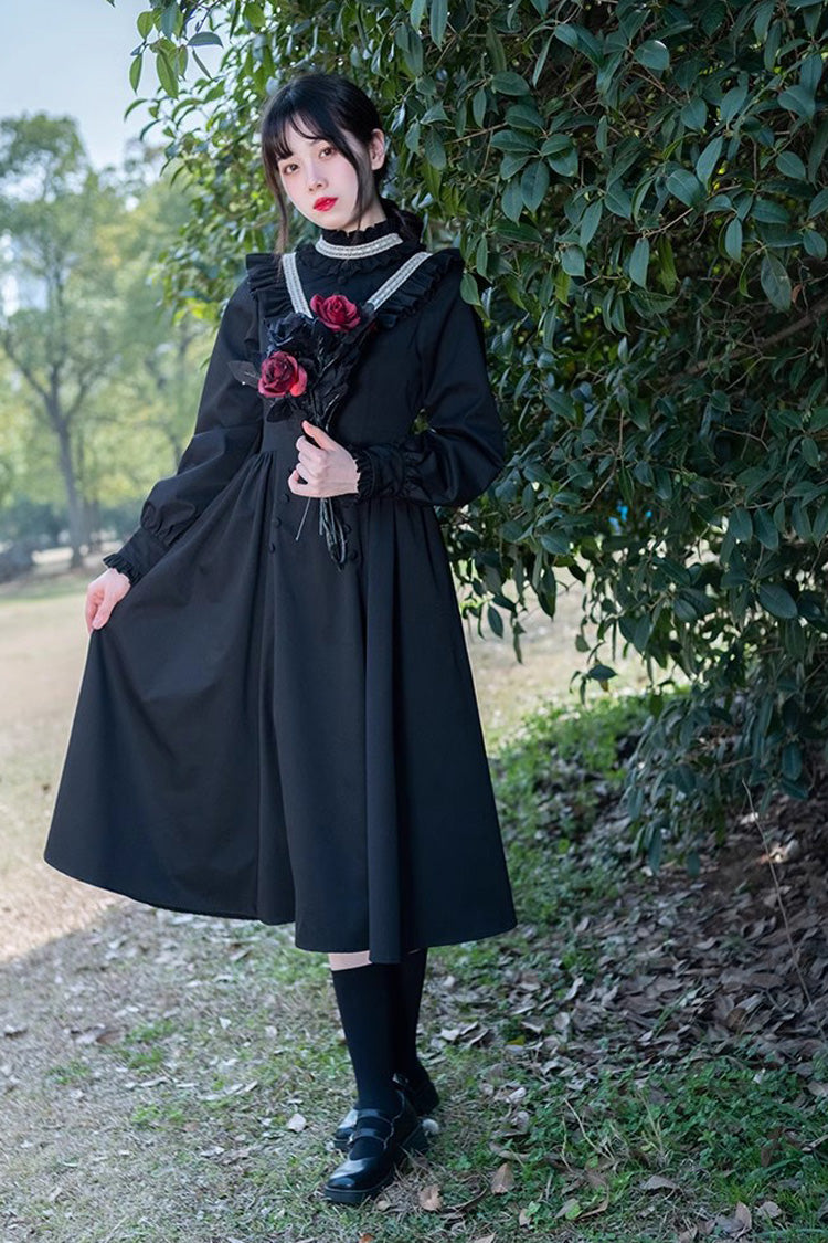 Black Olivia Autumn Winter Stand Collar Long Sleeves Gothic Lolita Dress