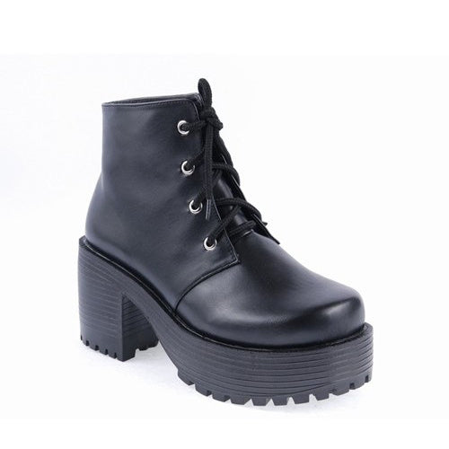 Black Patent Leather High Heels Platform Classic Lolita Shoes