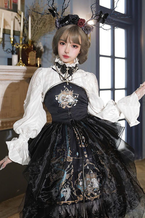 Black God's Salvation Lace Ruffled Gothic Lolita JSK Strapless Dress