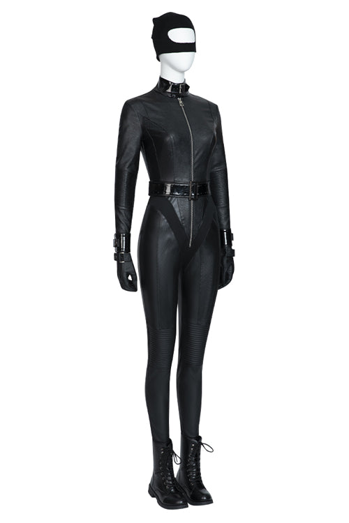 The Batman 2022 Catwoman Selina Kyle Black Battle Suit Halloween Cosplay Costume