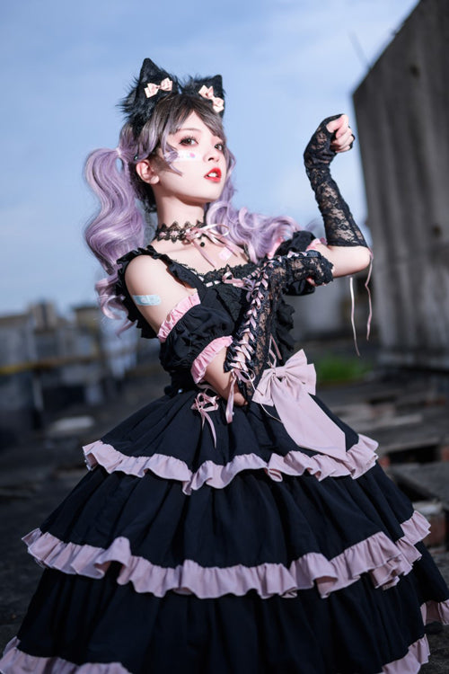 Black Multi-Layer Ruffled Ballet Sweet Lolita JSK Dress