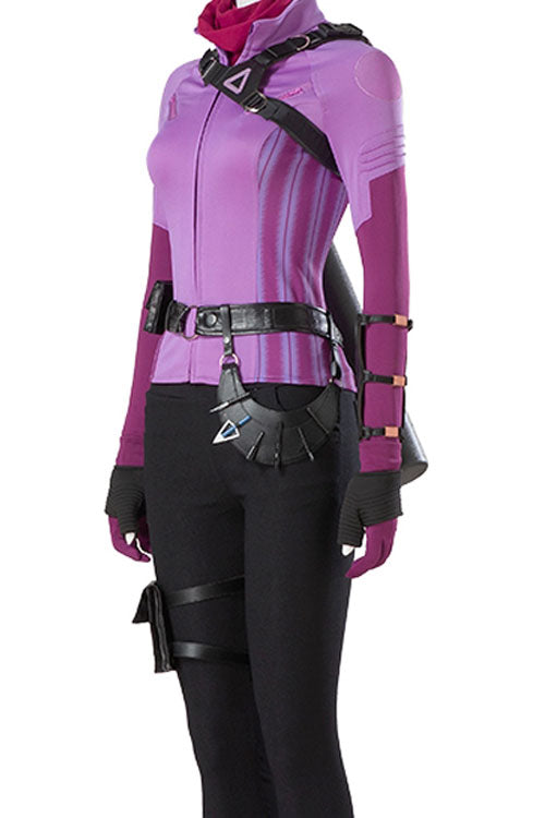 TV Drama Hawkeye Kate Bishop Purple Top Suit Halloween Cosplay Costume Accessories Black Waist Belt And Arrow Bag