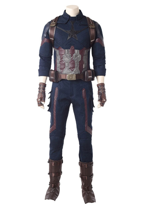 Avengers Infinity War Captain America Steve Rogers Blue Battle Suit Halloween Cosplay Costume Full Set