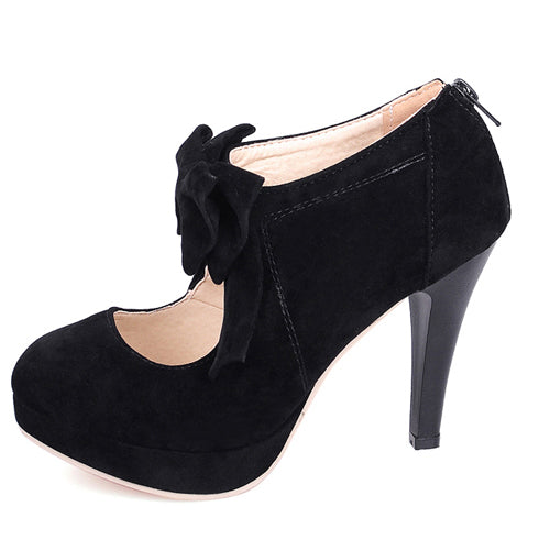 Elegant Pure Color Bowknot Round-toe Sweet Lolita High Heel Shoes