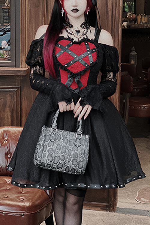 Black Wine Elegant Bowknot Long Sleeves Gothic Lolita Jsk Dress