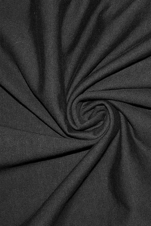 Schwarzes, dehnbares Punk-Damenkleid aus reiner Baumwolle mit Netztaille und Ketten