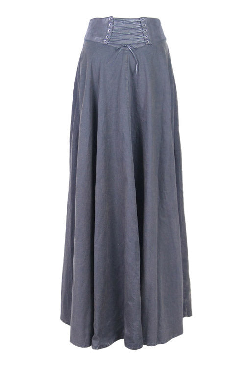 Black Torn Multiple Wearing Leather Waistband Punk Rock Flowing Long Womens Half Skirt