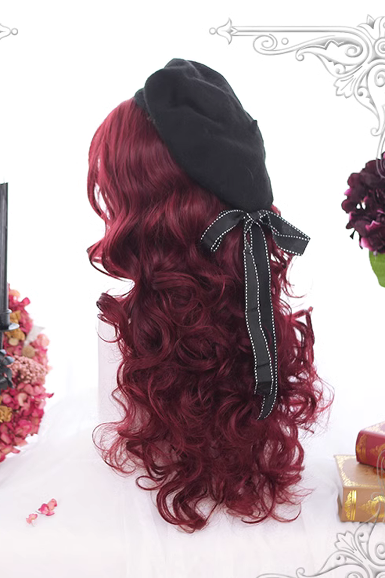 Dark Red Long Wool Curly Classic Lolita Wigs