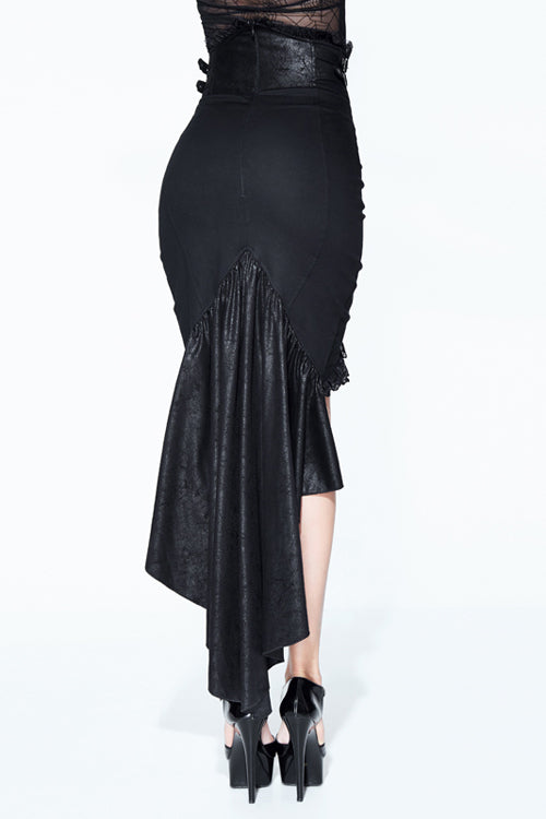 Black Dressing Up Short Front And Long Back Sexy Womens Gothic Split Skinny Half Fishtail Skirt