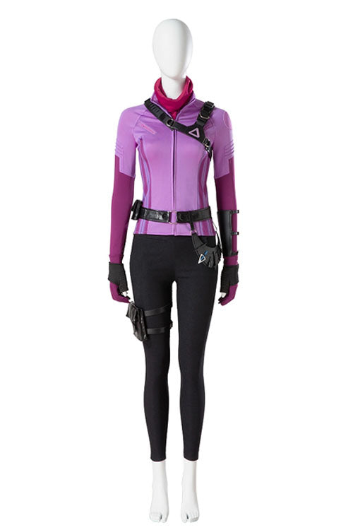 TV Drama Hawkeye Kate Bishop Purple Top Suit Halloween Cosplay Costume Accessories Black Shoulder Strap