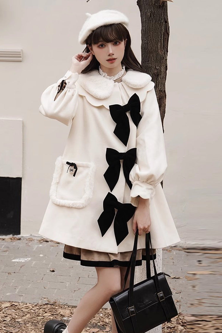 Ivory Petal Collar Long Sleeves Autumn Winter Sweet Princess Lolita Coat