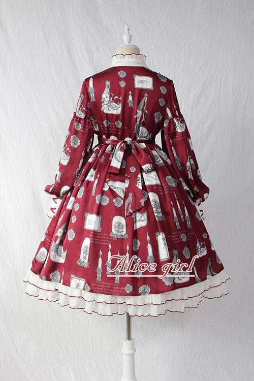 Christian Pious Duck Print Long Sleeves Bowknot Sweet Lolita OP Dress