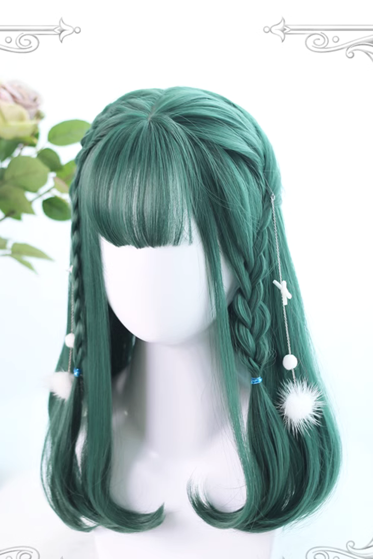 Green Long Hair-tail Micro Curly  Hair Classic Lolita Wigs