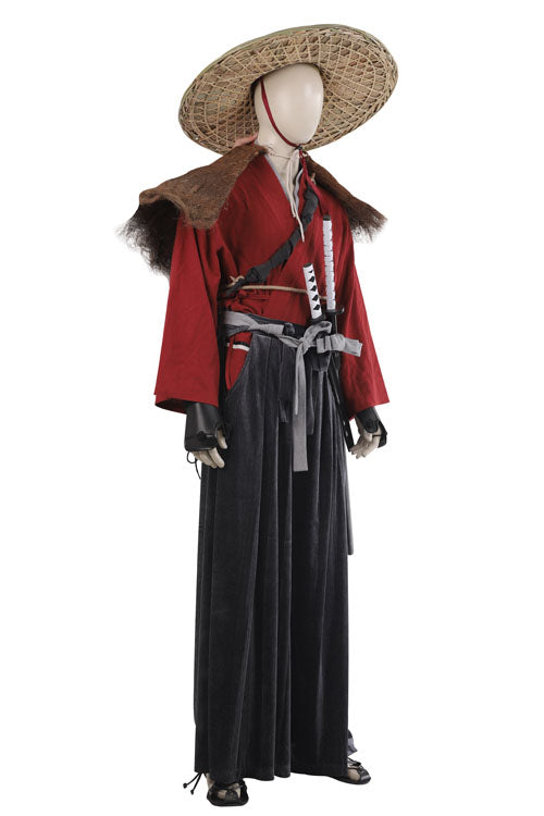 Ghost Of Tsushima Jin Sakai Red Samurai Suit Halloween Cosplay Costume Full Set