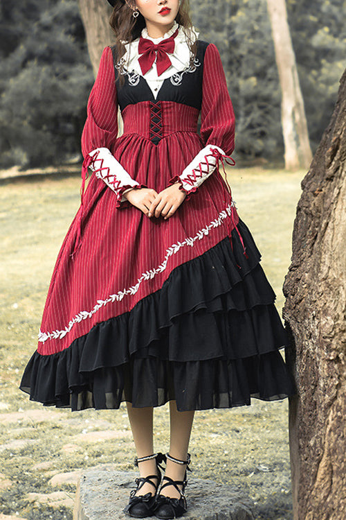 Red Chest Embroidered Side Cardigan Classic Lolita OP Dress