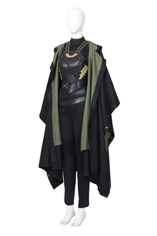 TV Drama Loki Female Loki Sylvie Lushton Halloween Upgraded Version Cloak Cosplay Costume Black/Green Cloak