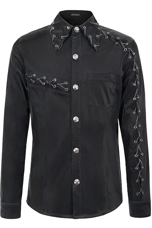 Black Rock Drawstring Mens Punk Blouse