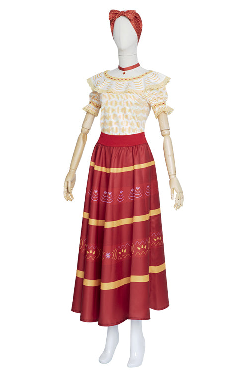 Anime Movie Encanto Dolores Madrigal Yellow/Red Halloween Cosplay Costume Set